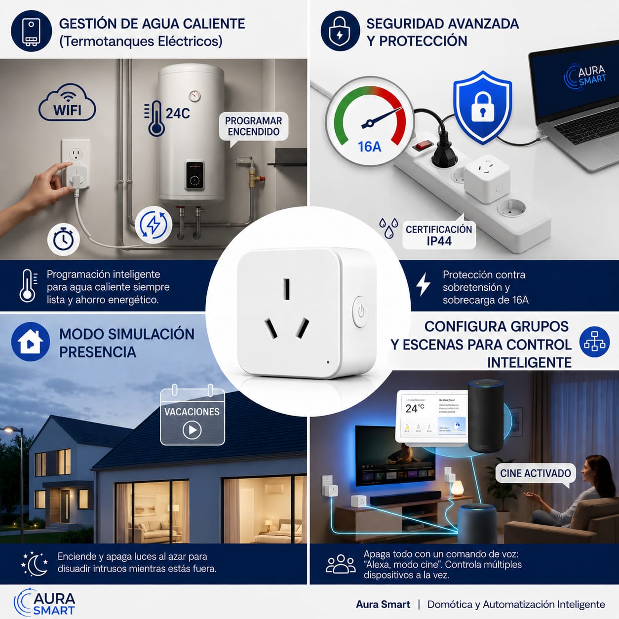 Enchufe Smart Wifi 16a Ahorro Energía Alexa Google Tuya